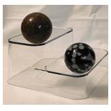 2 orb spheres: Natural Bird's Eye Jasper -