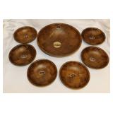 1970's Weavewood American walnut salad set: Large