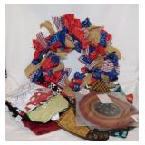 Patriotic bandanna & burlap wreath - Dish towels