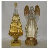 Lighted glitter lamp Christmas tree & angel,