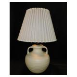 Ceramic bedside table lamp w/ pleated linen