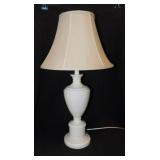 Ceramic table lamp w/ fluted linen shade, 27"