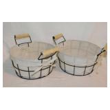 2 wire baskets w/ cloth liners - Candle holders -