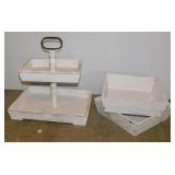 Stressed wood 2-tier dessert stand - 2 square