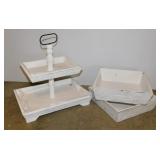 Stressed wood 2-tier dessert stand - 2 square