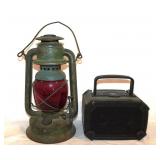 Vintage Bluegrass lantern w/ red glass globe -