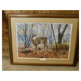 2 signed wildlife art prints w/ frames: