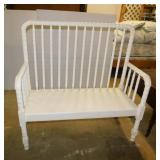 Hand crafted bench made from baby crib w/