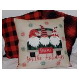 3 Christmas throw pillows: Buffalo plaid & Gnomes