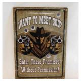 2 metal No Trespassing signs,