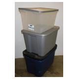 3 storage totes w/ lids