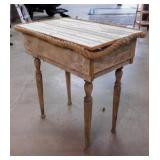 Antique handmade oak table w/ rope border,