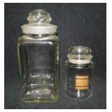 Antique glass apothecary jar w/ ground lid, 11.5"