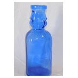 Vintage cobalt glass Baby Face milk bottle,