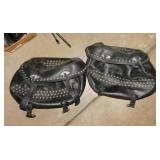 Studded leather motorcycle saddlebags w/ mounts