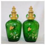 2 rare Owens Illinois one gallon emerald glass
