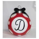 Large porch Christmas ornament w/ monogram D, 14"