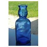 Vintage cobalt glass Baby Face quart milk bottle,