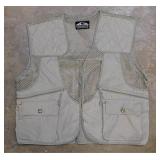Fieldline khaki hunting fishing vest, mesh panels,