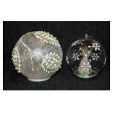 Lighted glass Christmas orbs - Beaded bell