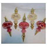 7 blown glass Christmas tree ornaments,