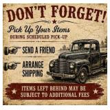 Pick Up date & time for this auction: