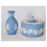 Wedgwood England blue Jasperware: Jewelry box w/