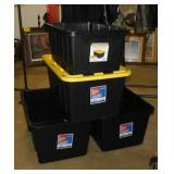 4 Tough Box storage totes, one has lid