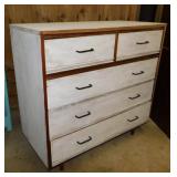 Mid Century Dixie distressed 5 drawer walnut