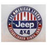 Jeep 4x4 metal button sign, 16" diam.