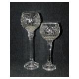 2 elegant lead crystal stemmed globe candle