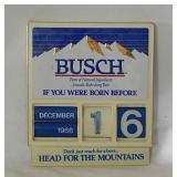 Vintage Busch beer perpetual calendar bar sign,