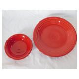 2 Fiesta Ware scarlet plates, 9" & 5" diameter