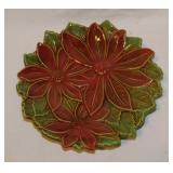 Christmas: Heavy ceramic 11" Poinsettia plate -