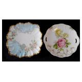 Antique hand painted porcelain cake plates &