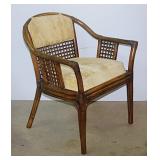 Bamboo & rattan arm chair w/ velvet seat & back,