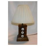 Vintage style table lamp w/ pleated linen shade,