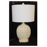 Modern table lamp w/ slender linen shade &