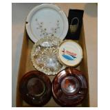 11 crystal, glass & ceramic ashtrays, some