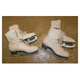 2 pair ladies vintage leather ice skates