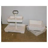 Stressed wood 2-tier dessert stand w/ 2 square