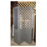 Vintage style room divider w/ metal screen, 78"