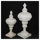 2 decorative garden finial statues, 12" and 16"