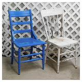 2 painted antique dining chairs, great for plants!