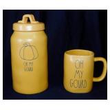 Rae Dunn Oh My Gourd: Canister jar w/ lid, 9.5" -