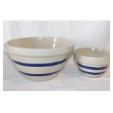 2 RRP Robinson Ransbottom Pottery blue band crock