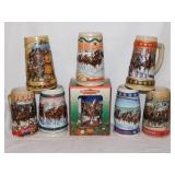 8 beer steins: 7 Anheuser-Busch Budweiser