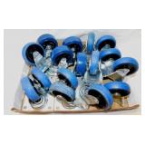 Sixteen 3" x 7/8" swivel caster wheels