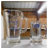 Vintage glass Anheuser-Busch Busch beer pitcher &