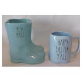 Rae Dunn: Fresh Herbs rain boots planter, 7" tall